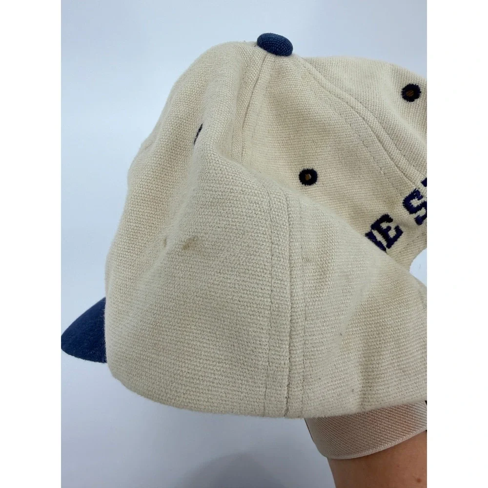 Vintage Conrail 1976-1998 Strapback Hat Beige Navy Blue Railroad Cap Mens